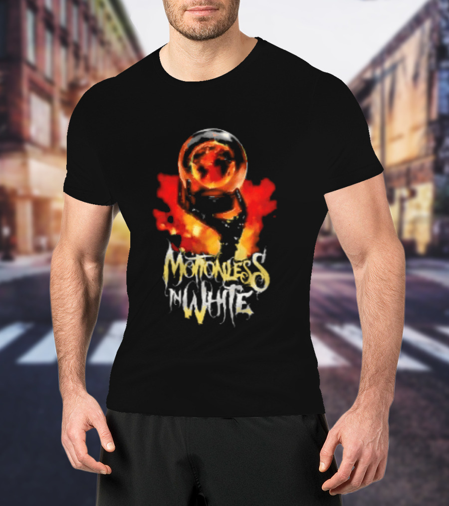 Motionless In White UK EU Tour 2026 Make Them Suffer Fiery Skull T-Shirt