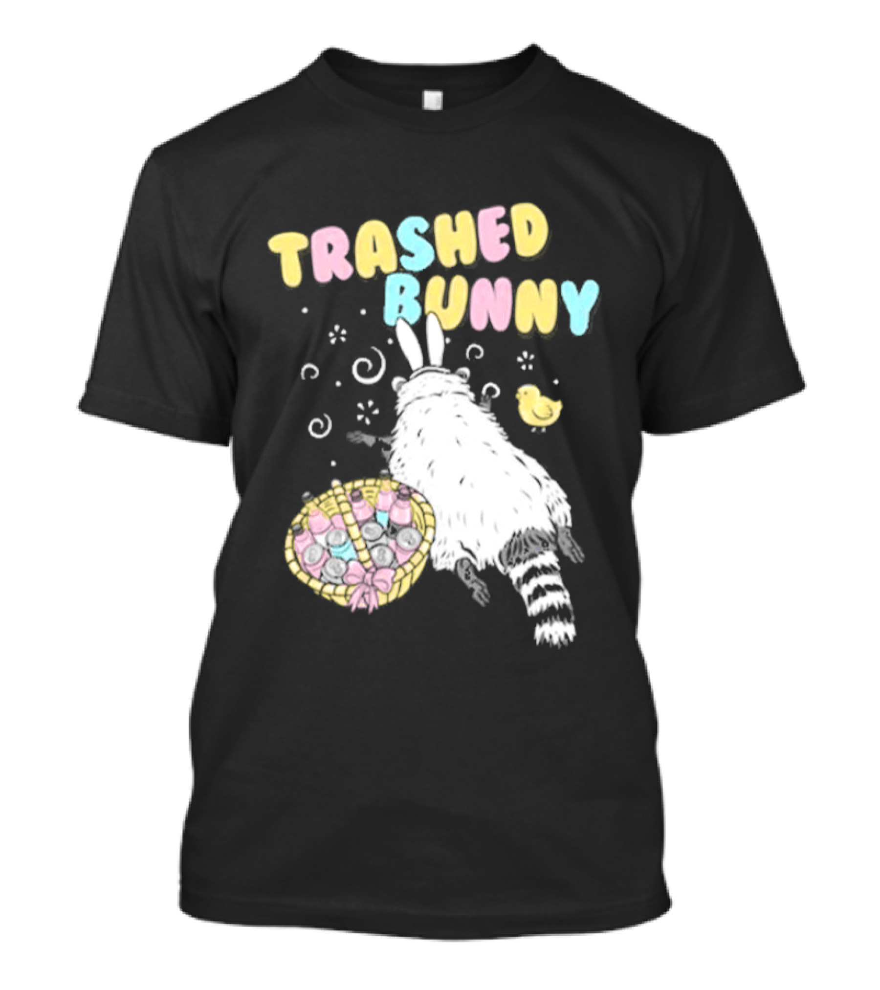 Trashed Bunny Raccoon Pastel Swirls Duck T-Shirt