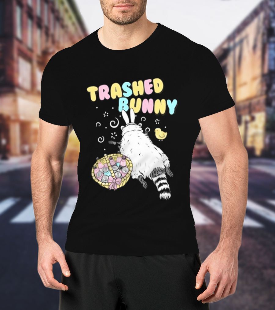 Trashed Bunny Raccoon Pastel Swirls Duck T-Shirt