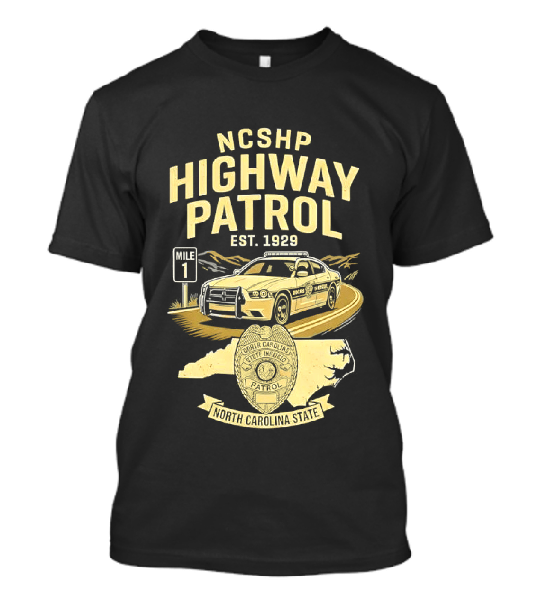 NCSHP Highway Patrol Est. 1929 Scenic Route Car T-Shirt