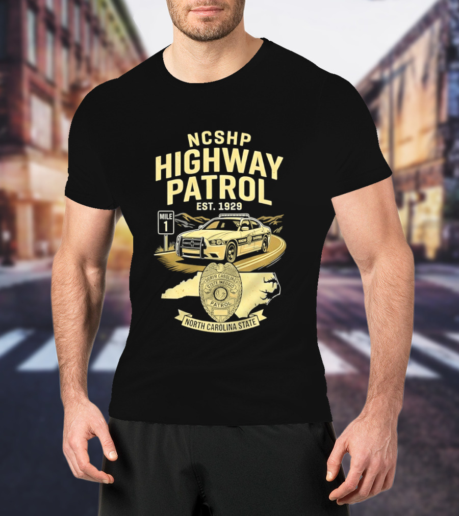 NCSHP Highway Patrol Est. 1929 Scenic Route Car T-Shirt