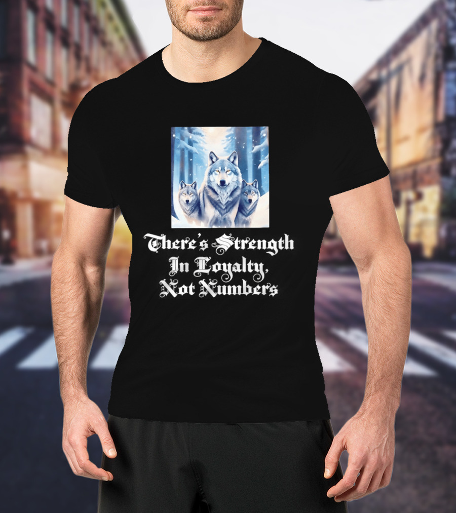 Wolf Pack Strength In Loyalty Winter Forest Scene T-Shirt