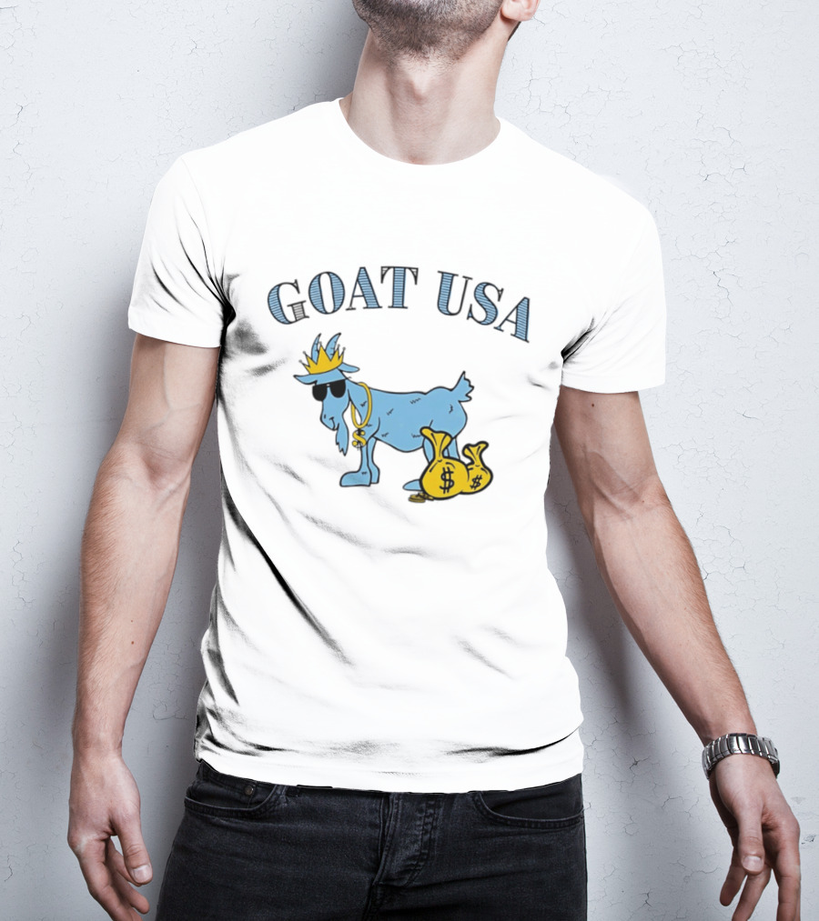 GOAT USA Cash Money Crowned Goat With Sunglasses And Gold Chains T-Shirt