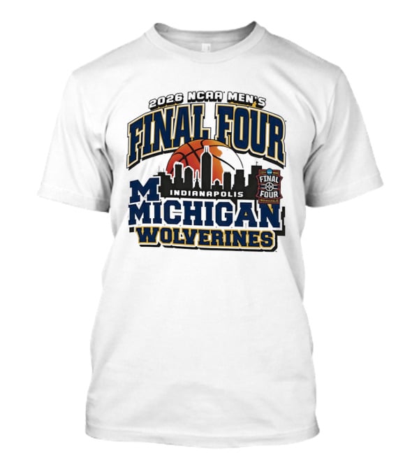2026 NCAA Men's Final Four Michigan Wolverines Indianapolis Skyline Basketball T-Shirt
