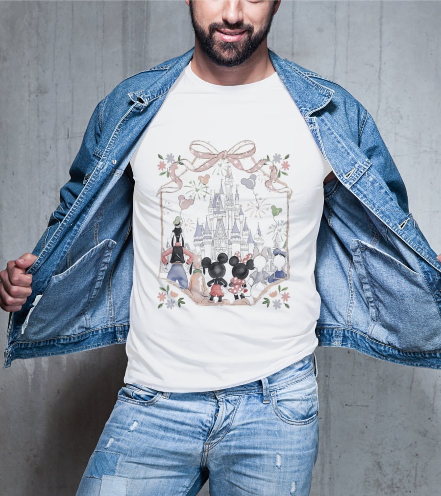 Family Mickey Cartoon Castle Fireworks Most Magical Place On Earth T-Shirt