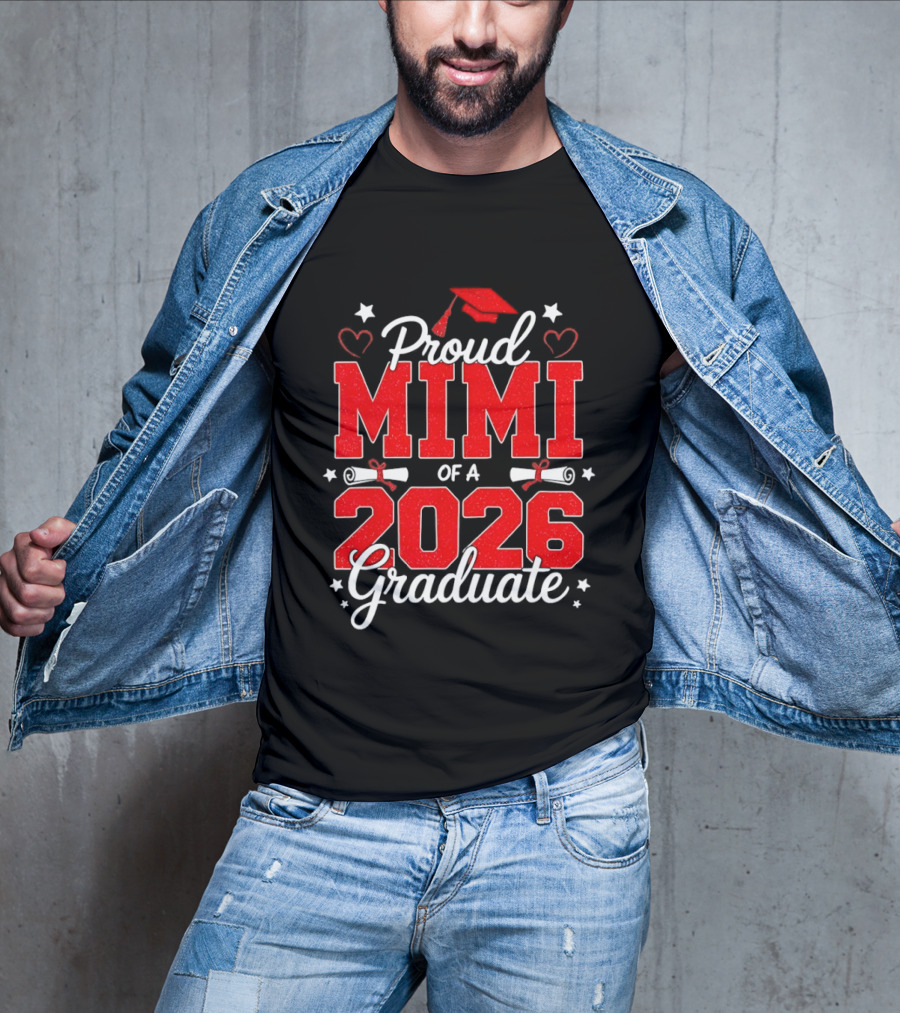 Proud Mimi Of A 2026 Graduate Senior Graduation Cap And Scrolls T-Shirt