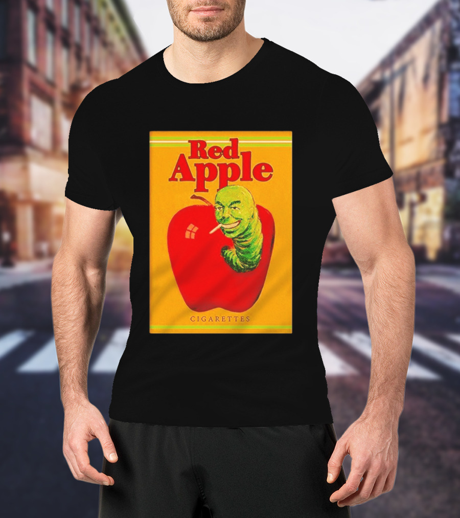 Red Apple Cigarettes Worm Character On Apple T-Shirt