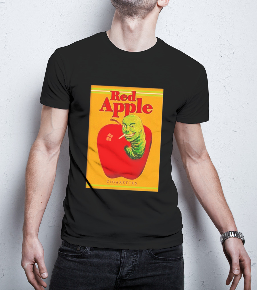 Red Apple Cigarettes Worm Character On Apple T-Shirt