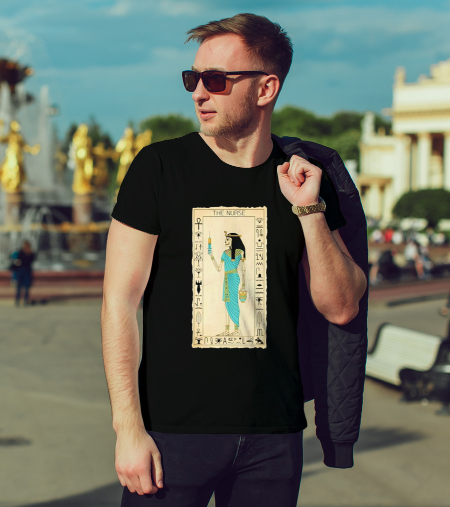 The Nurse Egyptian Skeleton Tarot Card Medical Goth T-Shirt