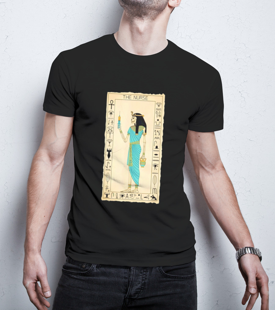 The Nurse Egyptian Skeleton Tarot Card Medical Goth T-Shirt