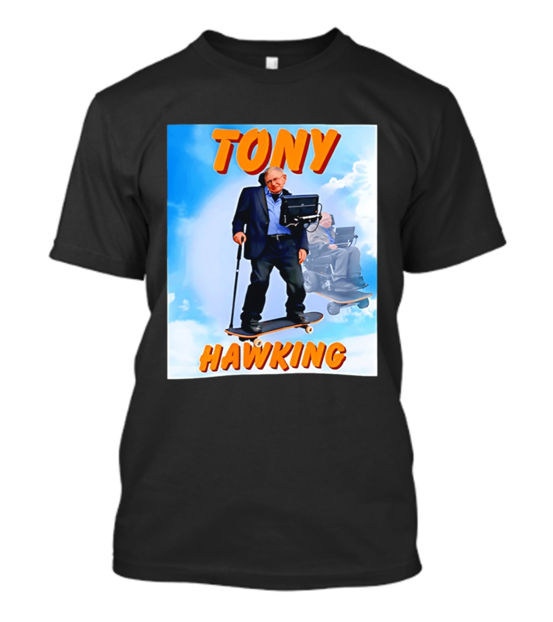 Tony Hawking Skateboard Fusion Surreal Humor T-Shirt