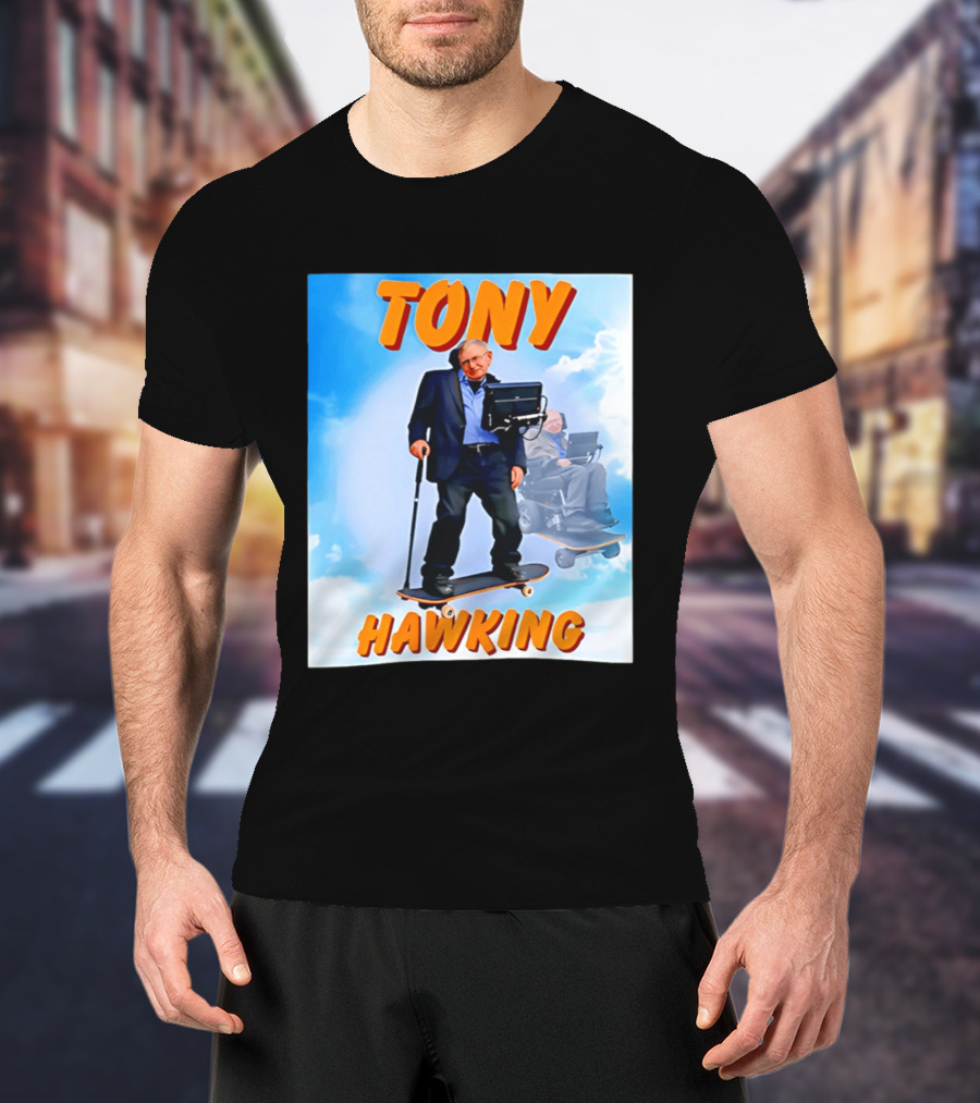 Tony Hawking Skateboard Fusion Surreal Humor T-Shirt