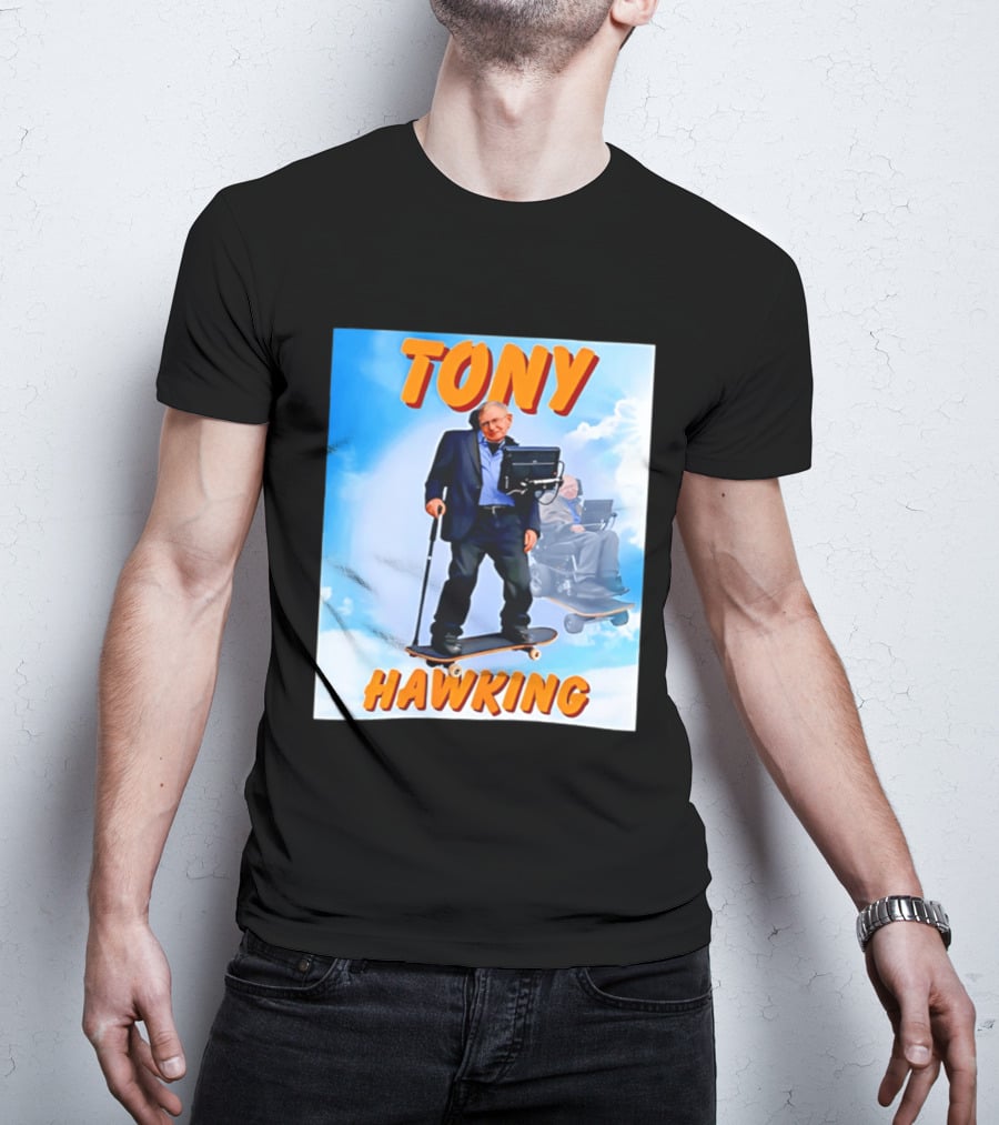 Tony Hawking Skateboard Fusion Surreal Humor T-Shirt
