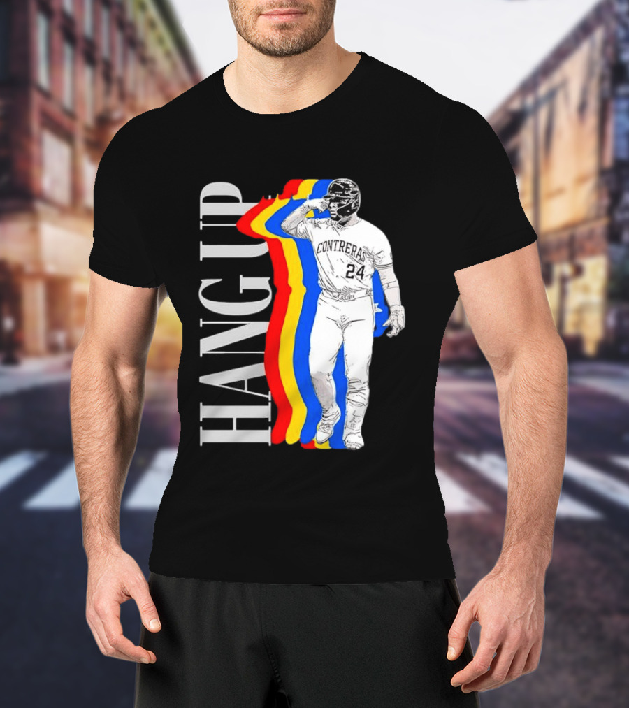 Willson Contreras 24 Hang Up Baseball Art With Colorful Stripes T-Shirt
