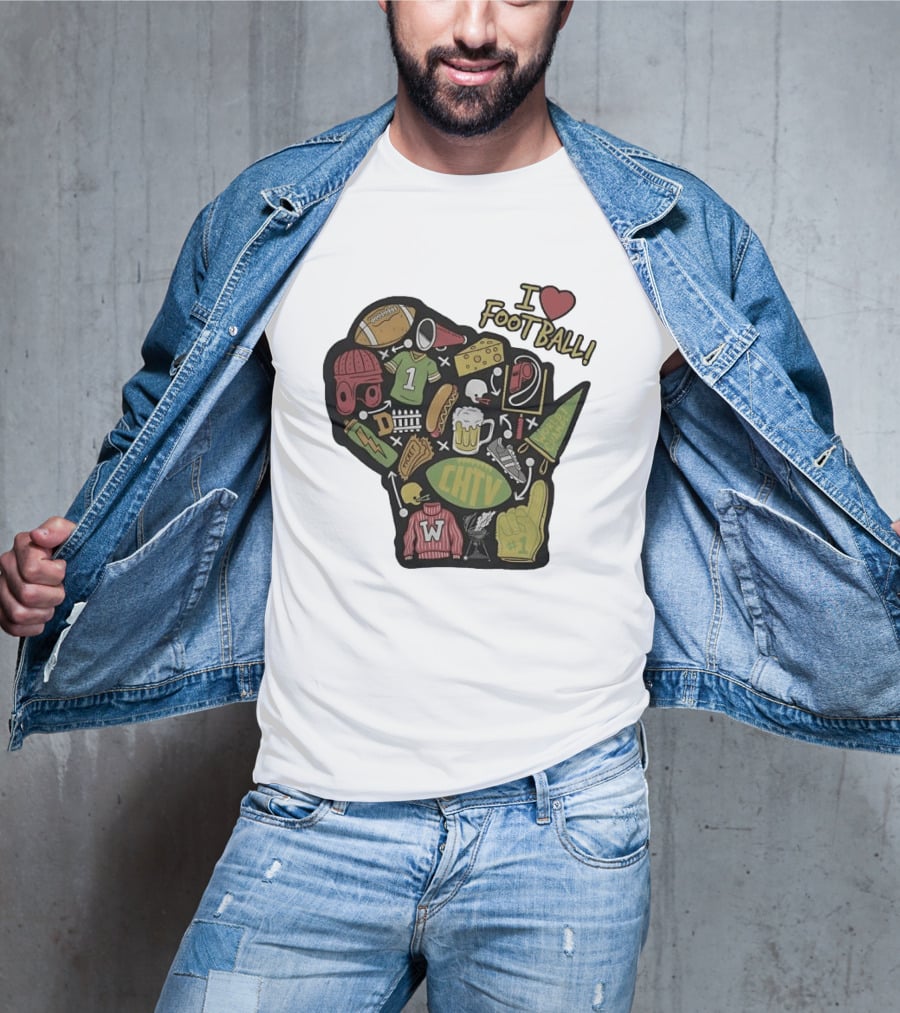 I Love Football Wisconsin Football T-Shirt