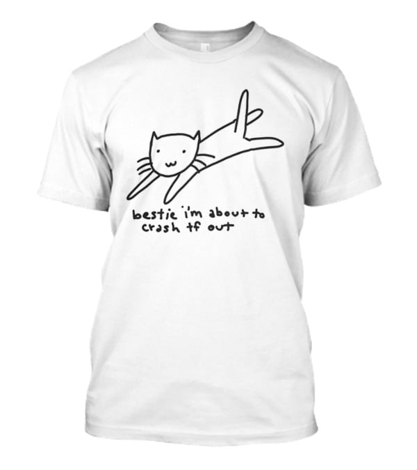 Bestie I'm About To Crash Out Cat Drawing T-Shirt