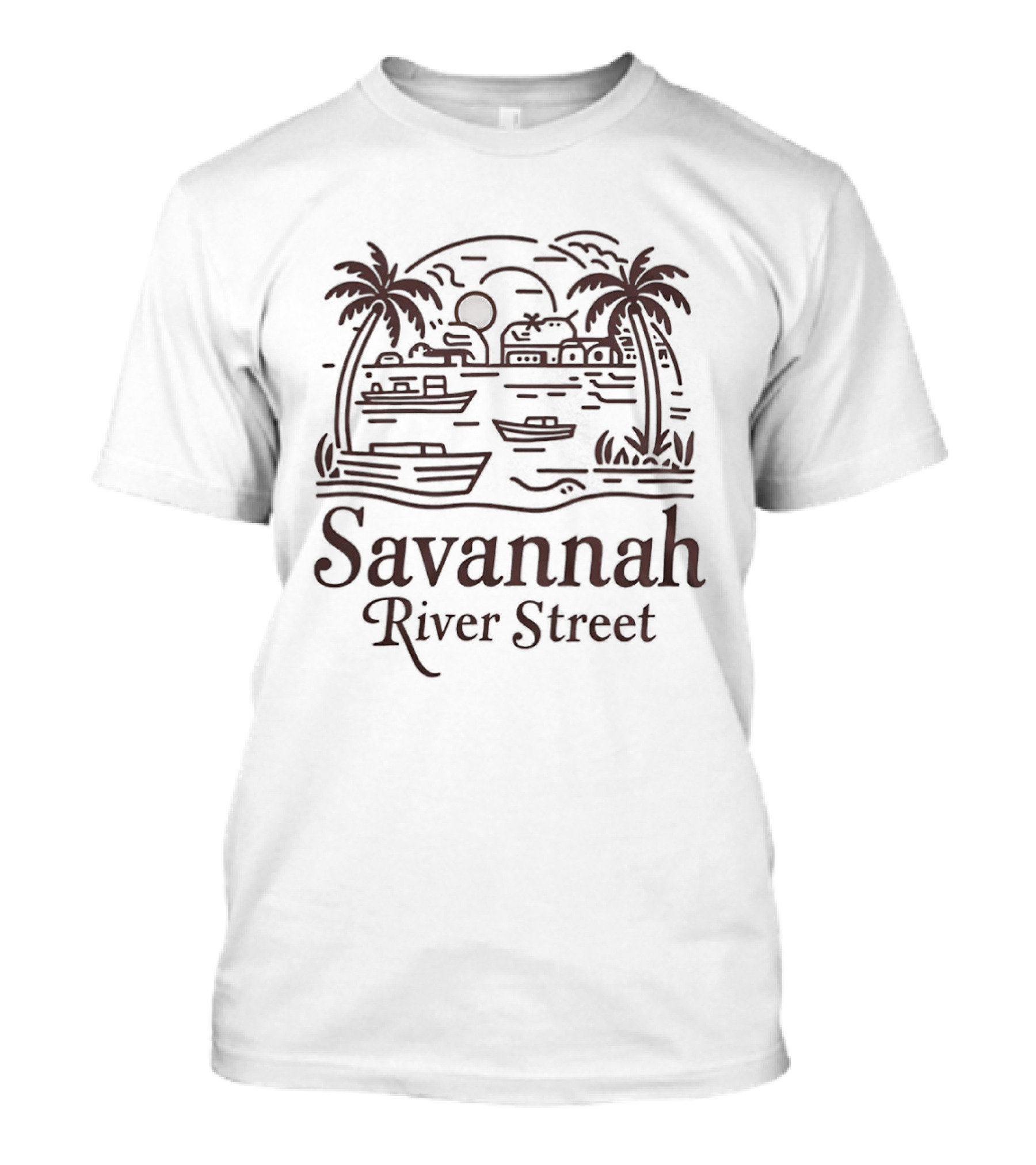 Savannah River Street Georgia Palm Trees Souvenir T-Shirt
