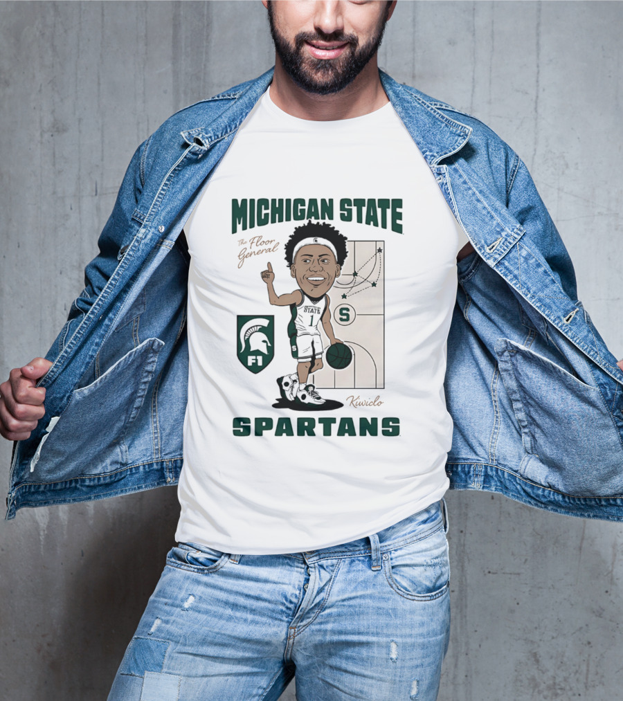 Michigan State Spartans Jeremy Fears Jr The Floor General Caricature T-Shirt