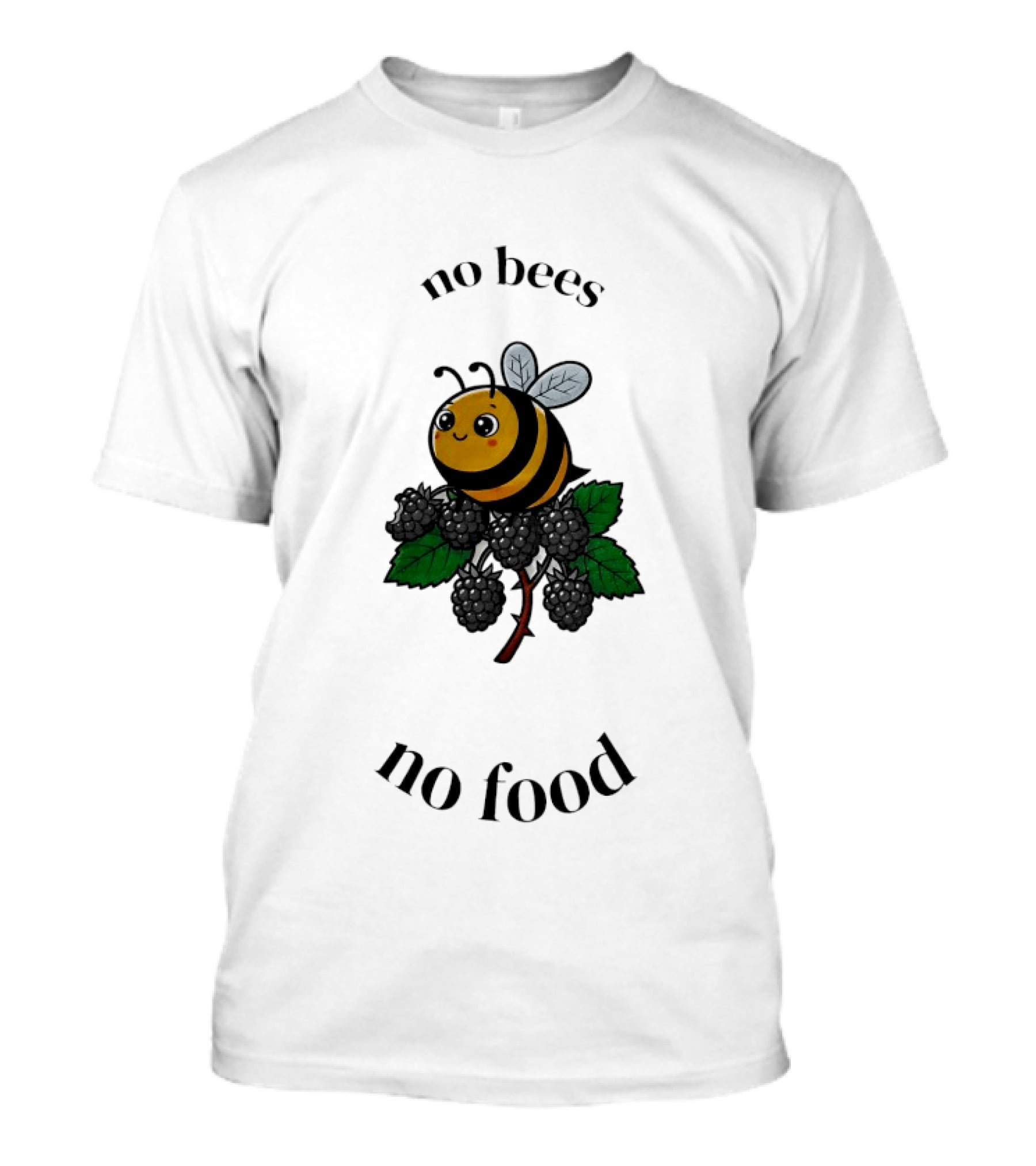 No Bees No Food Cute Bee On Leaf T-Shirt