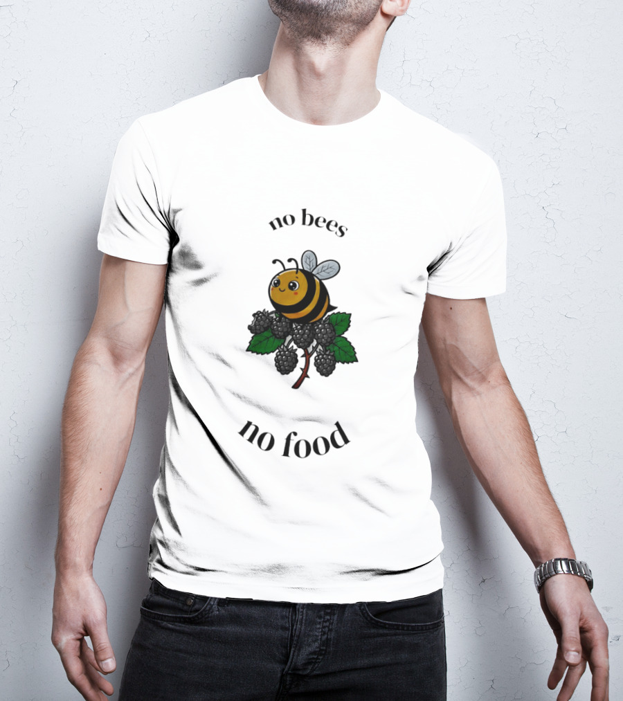 No Bees No Food Cute Bee On Leaf T-Shirt