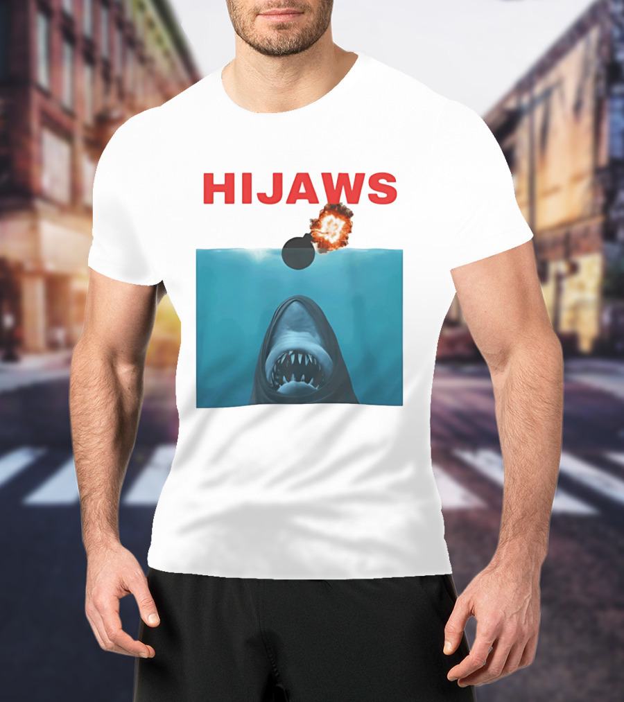 HIJAWS Jaws Bomb Explosion With Shark T-Shirt