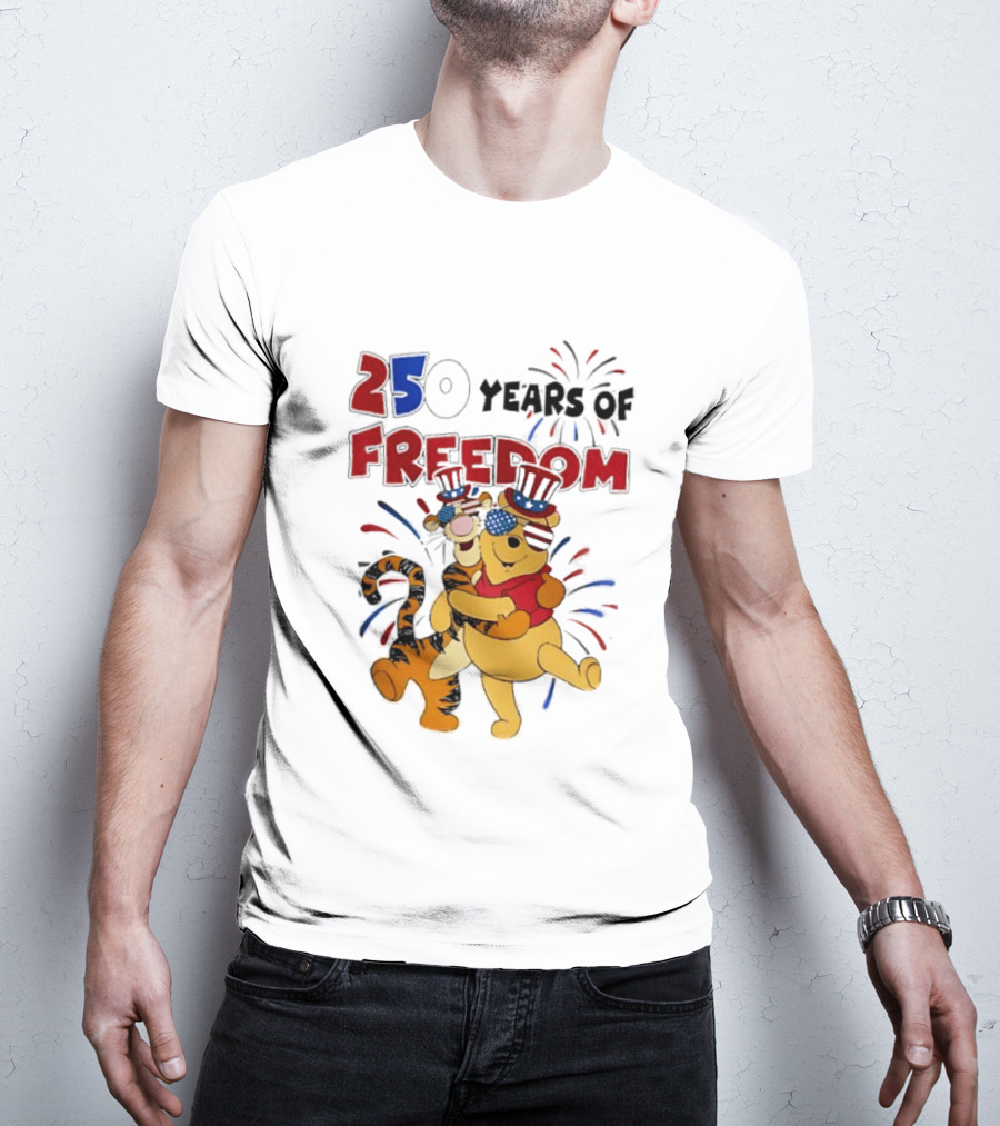 250 Years Of Freedom Winnie The Pooh And Tiger Celebration T-Shirt