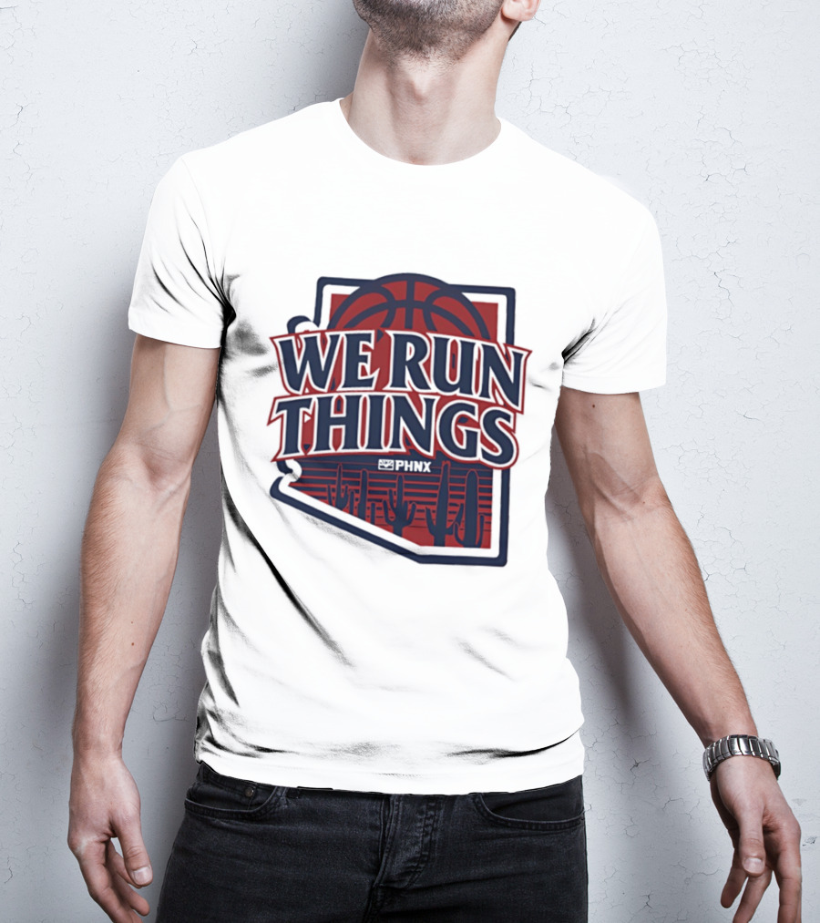 PHNX We Run Things Cactus Basketball Desert Scene T-Shirt