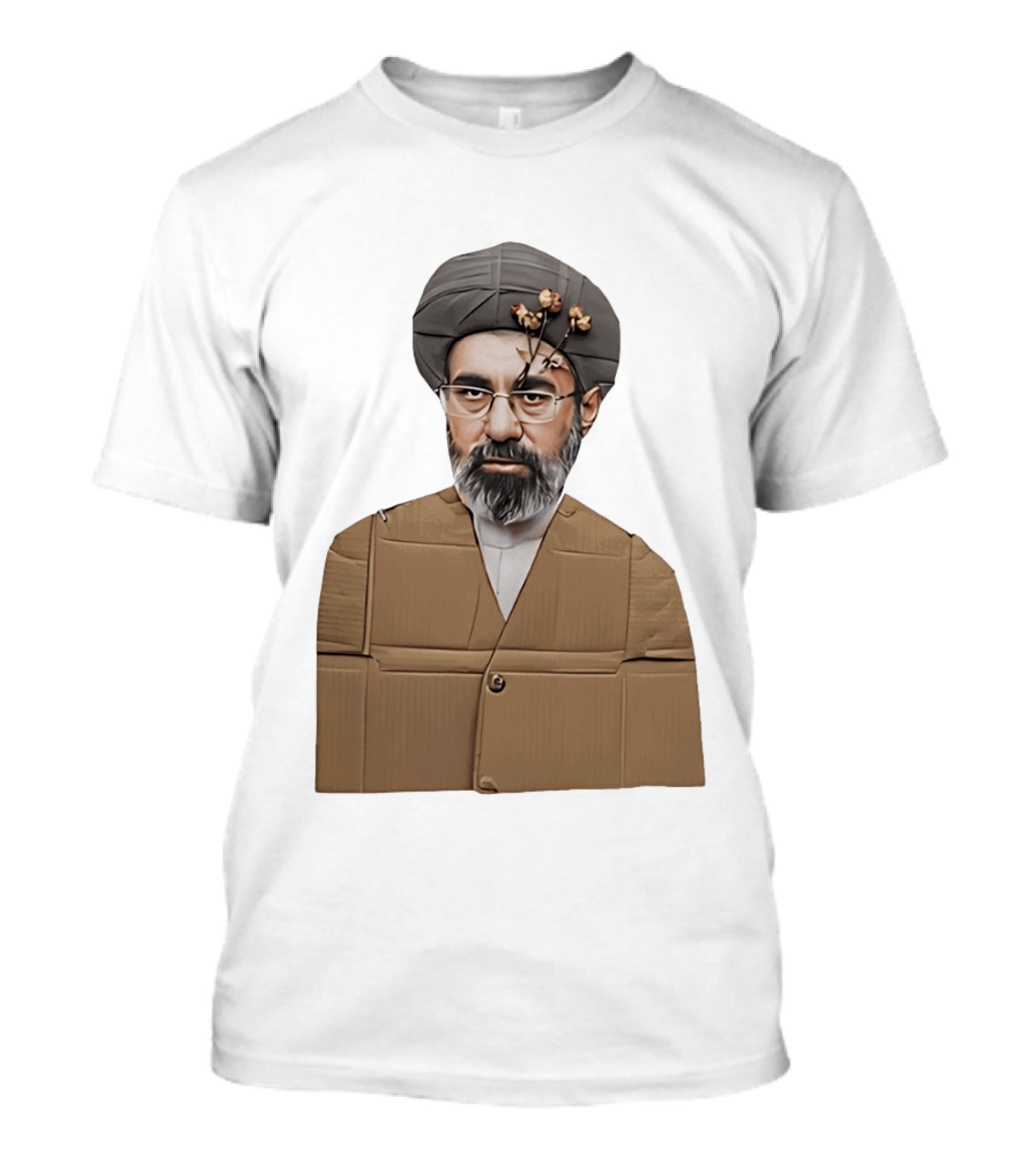 Ali Khamenei Ayatollah Cardboard Art With Flowers T-Shirt