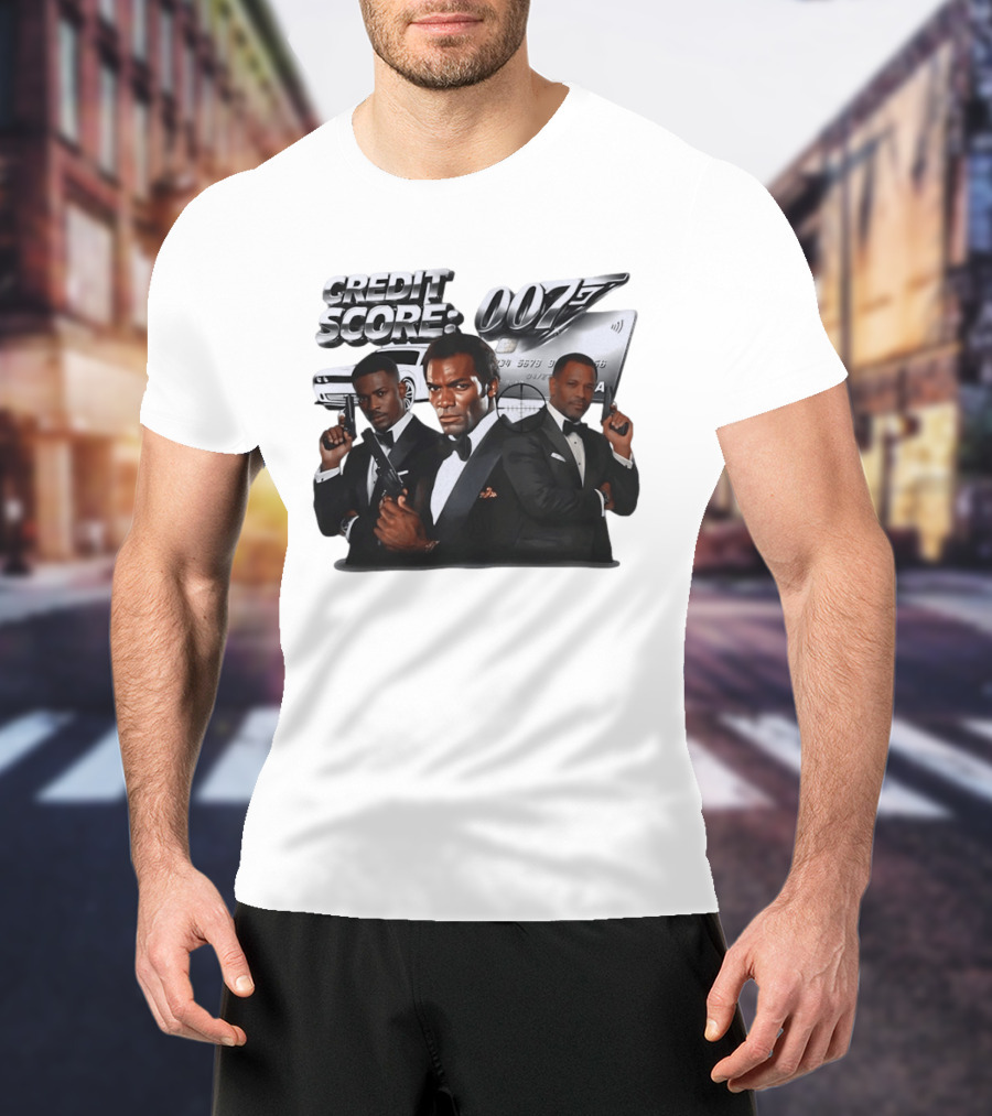 CREDIT SCORE 007 James Bond Style With Agents And Luxury Car T-Shirt