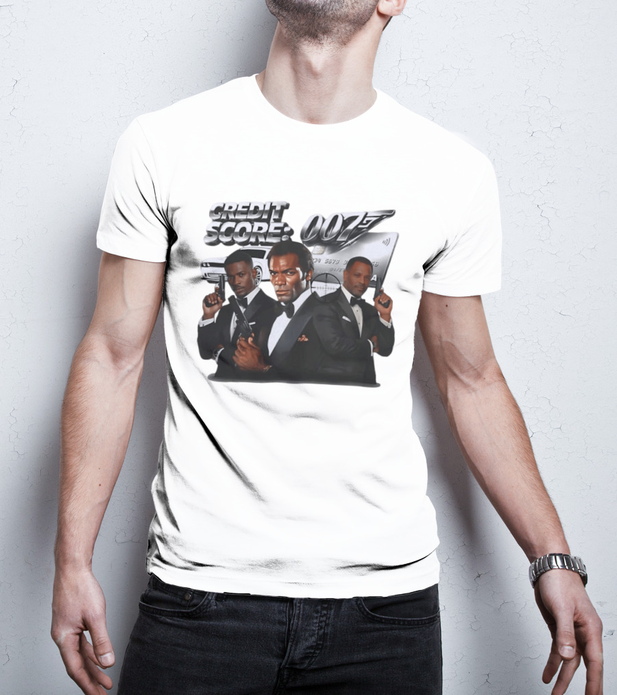 CREDIT SCORE 007 James Bond Style With Agents And Luxury Car T-Shirt