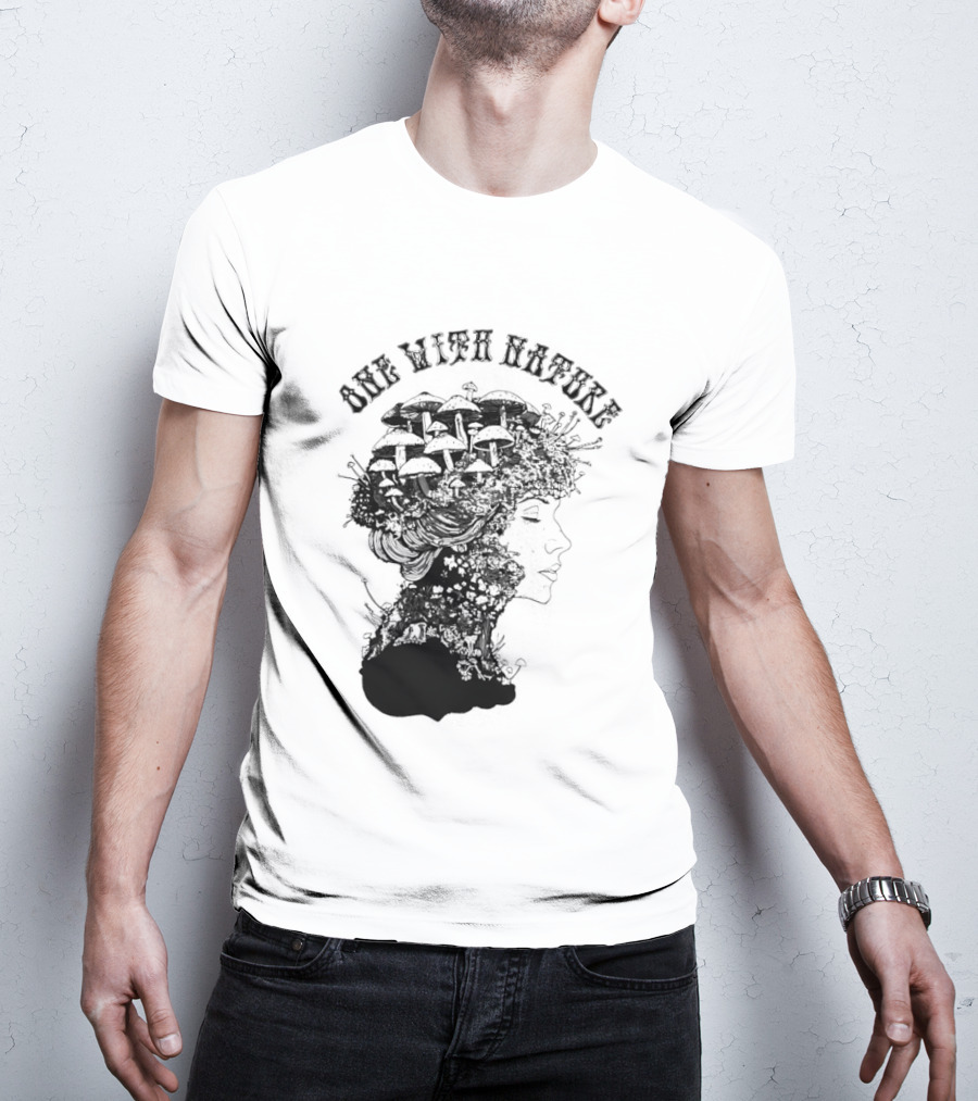 One With Nature Women Mushroom Psychedelic Fungi T-Shirt