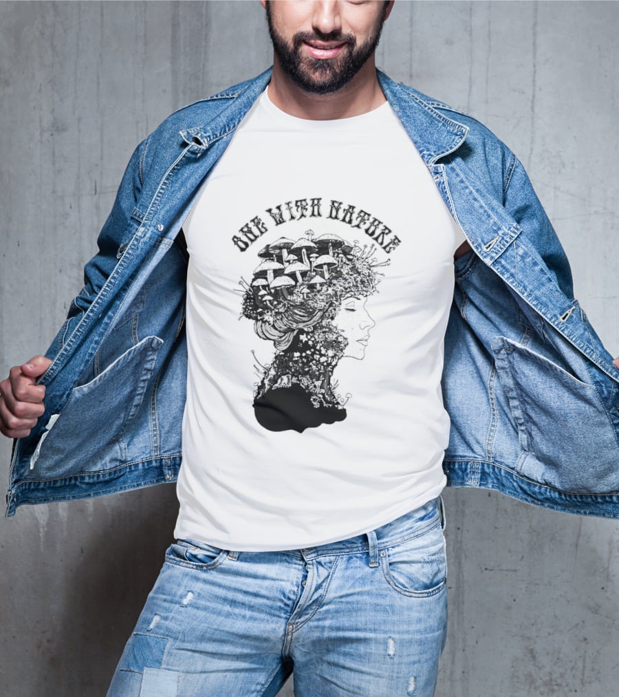 One With Nature Women Mushroom Psychedelic Fungi T-Shirt