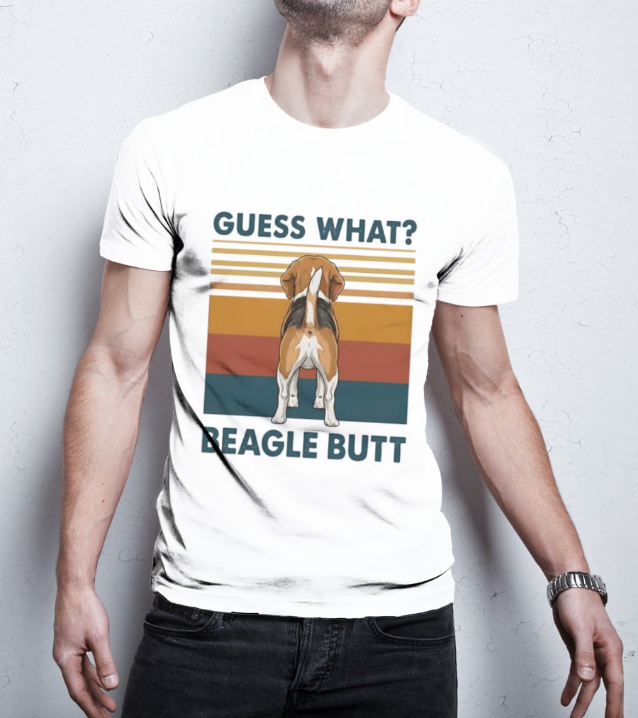 Guess What Beagle Butt Retro Stripes T-Shirt