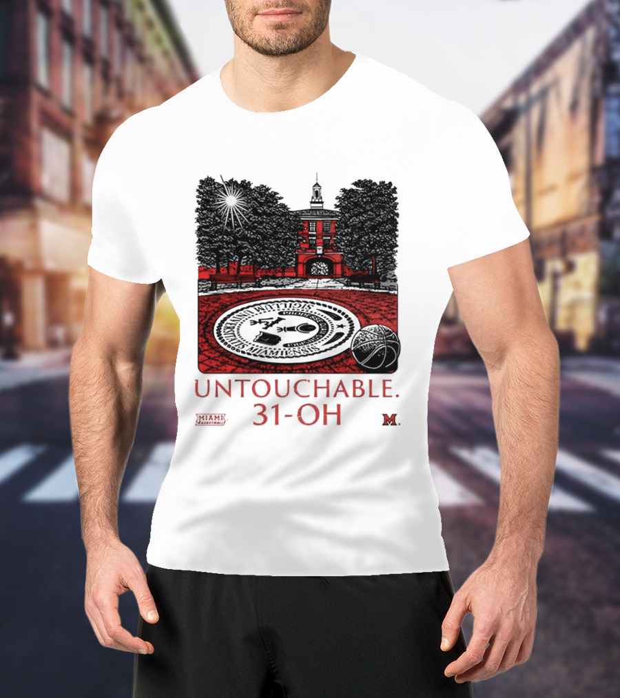 Miami RedHawks Untouchable 31 OH Historic Seal And Building T-Shirt