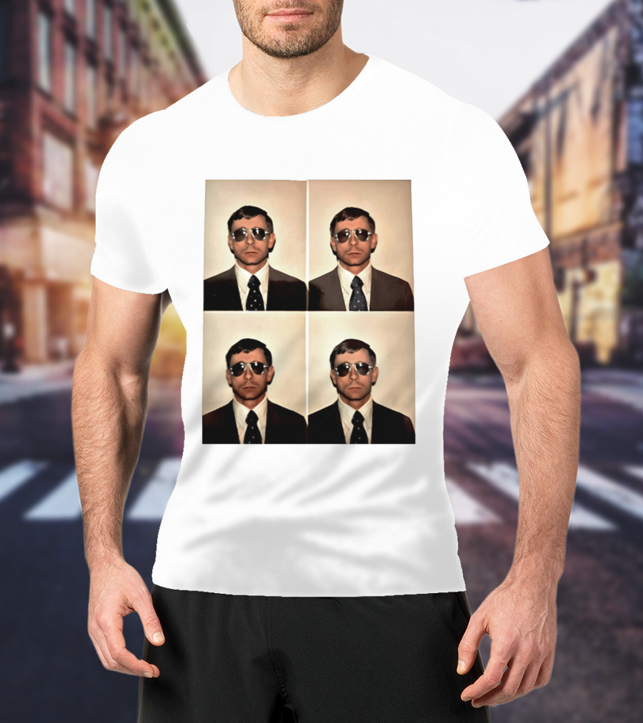 SGM Mike Vining Blasting Through Iconic Sunglasses Suit Portrait Quad T-Shirt