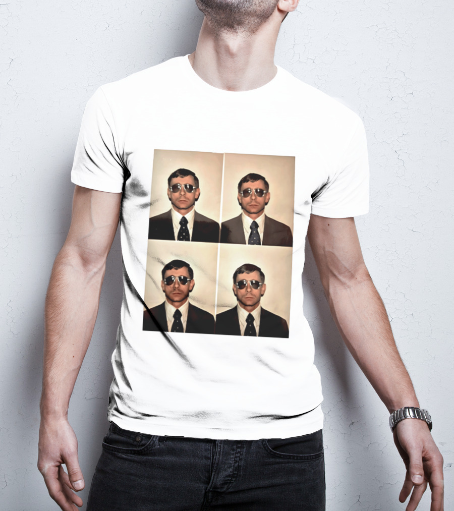 SGM Mike Vining Blasting Through Iconic Sunglasses Suit Portrait Quad T-Shirt
