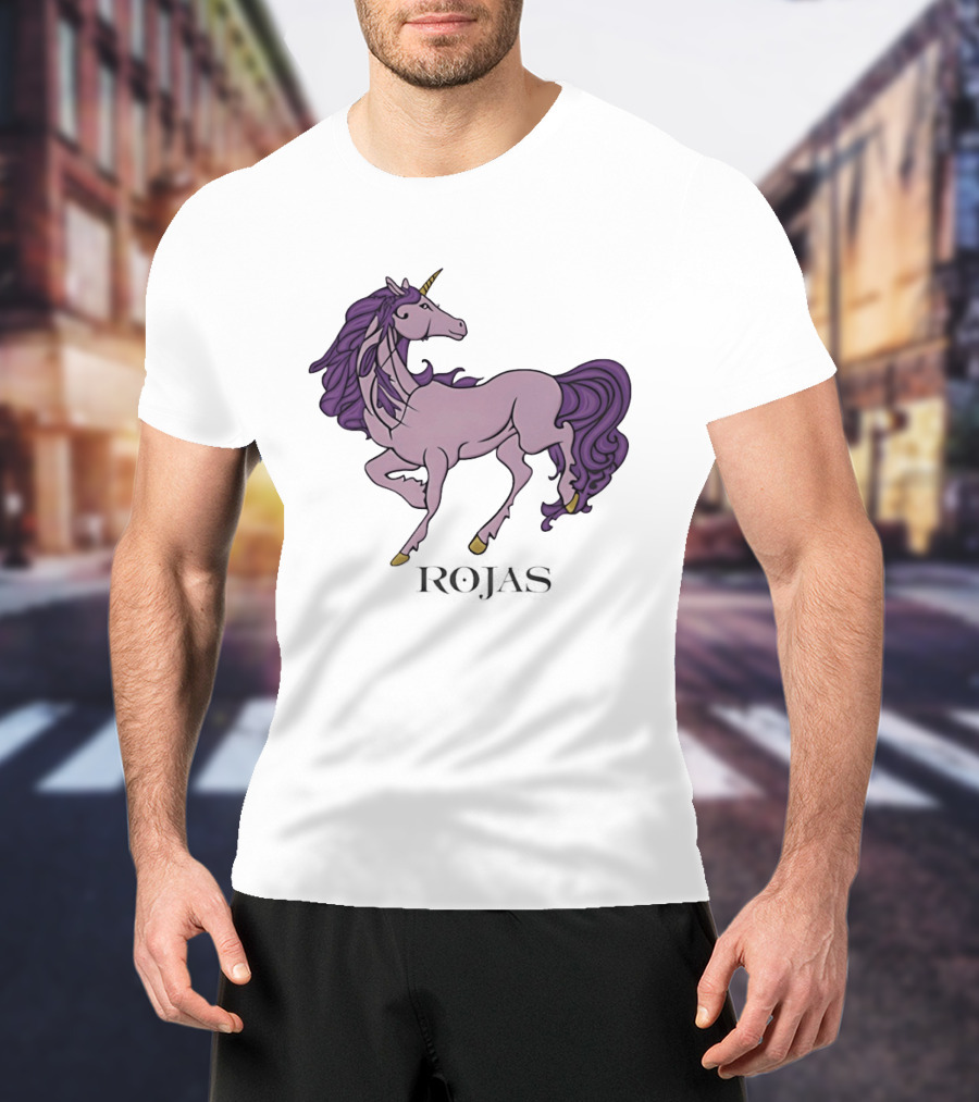 Rojas Pink Unicorn With Purple Mane T-Shirt
