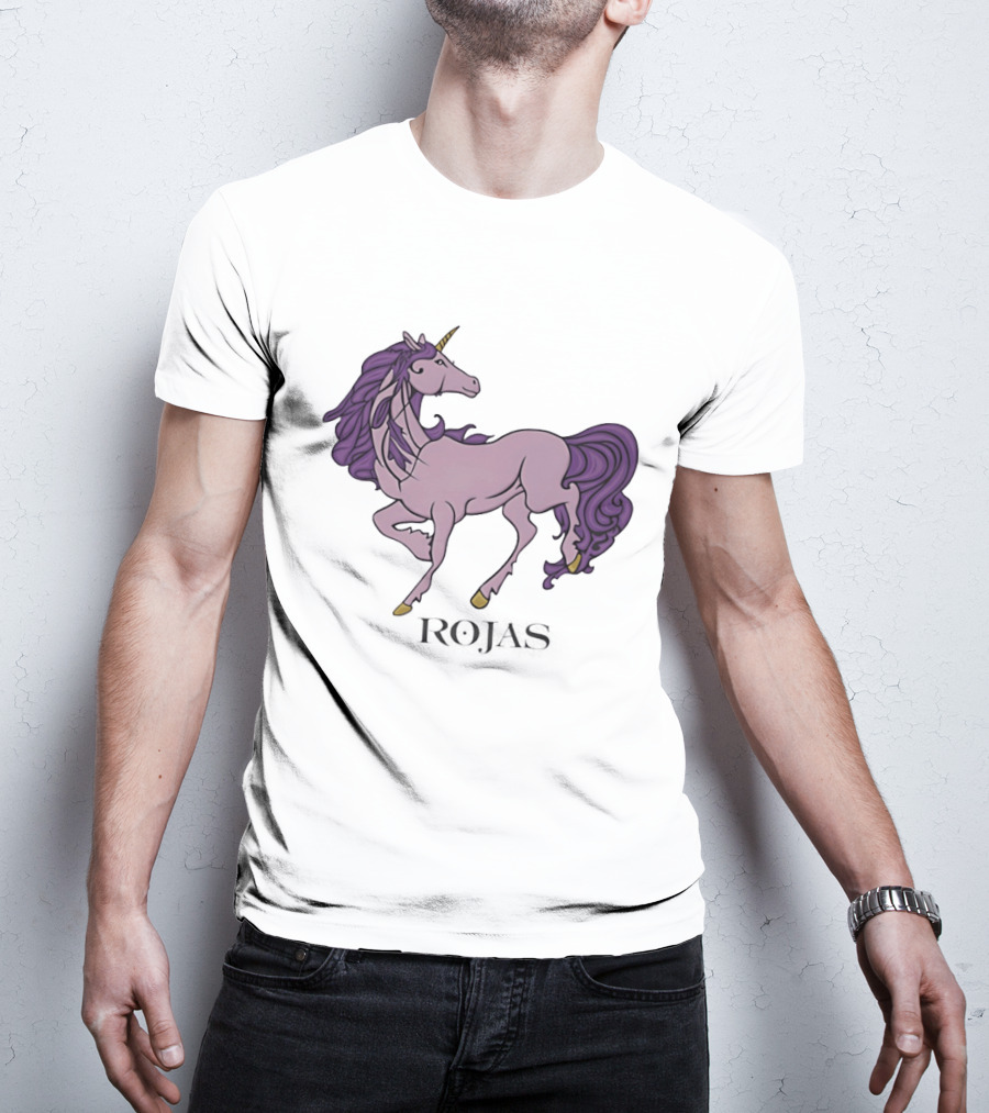 Rojas Pink Unicorn With Purple Mane T-Shirt
