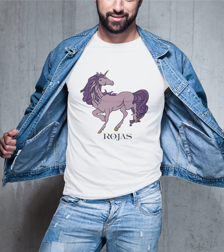 Rojas Pink Unicorn With Purple Mane T-Shirt