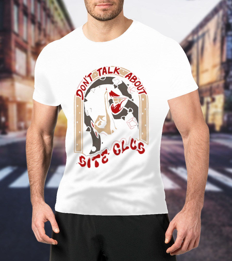 Don't Talk About Bite Club Sealed Lips Finger Gesture T-Shirt