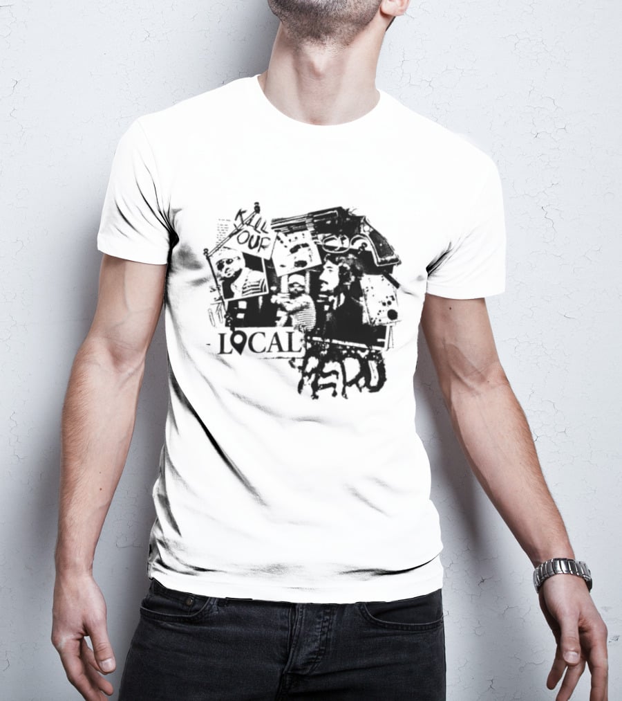 Kill Your Local Hero Revolver Collage Text Faces T-Shirt