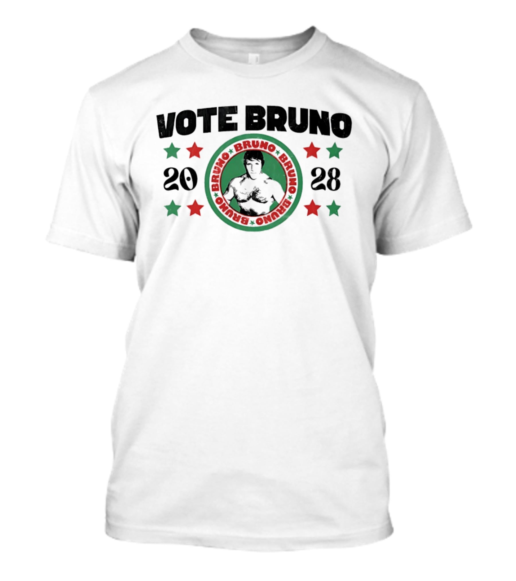 Vote Bruno 2028 Green Red Stars T-Shirt