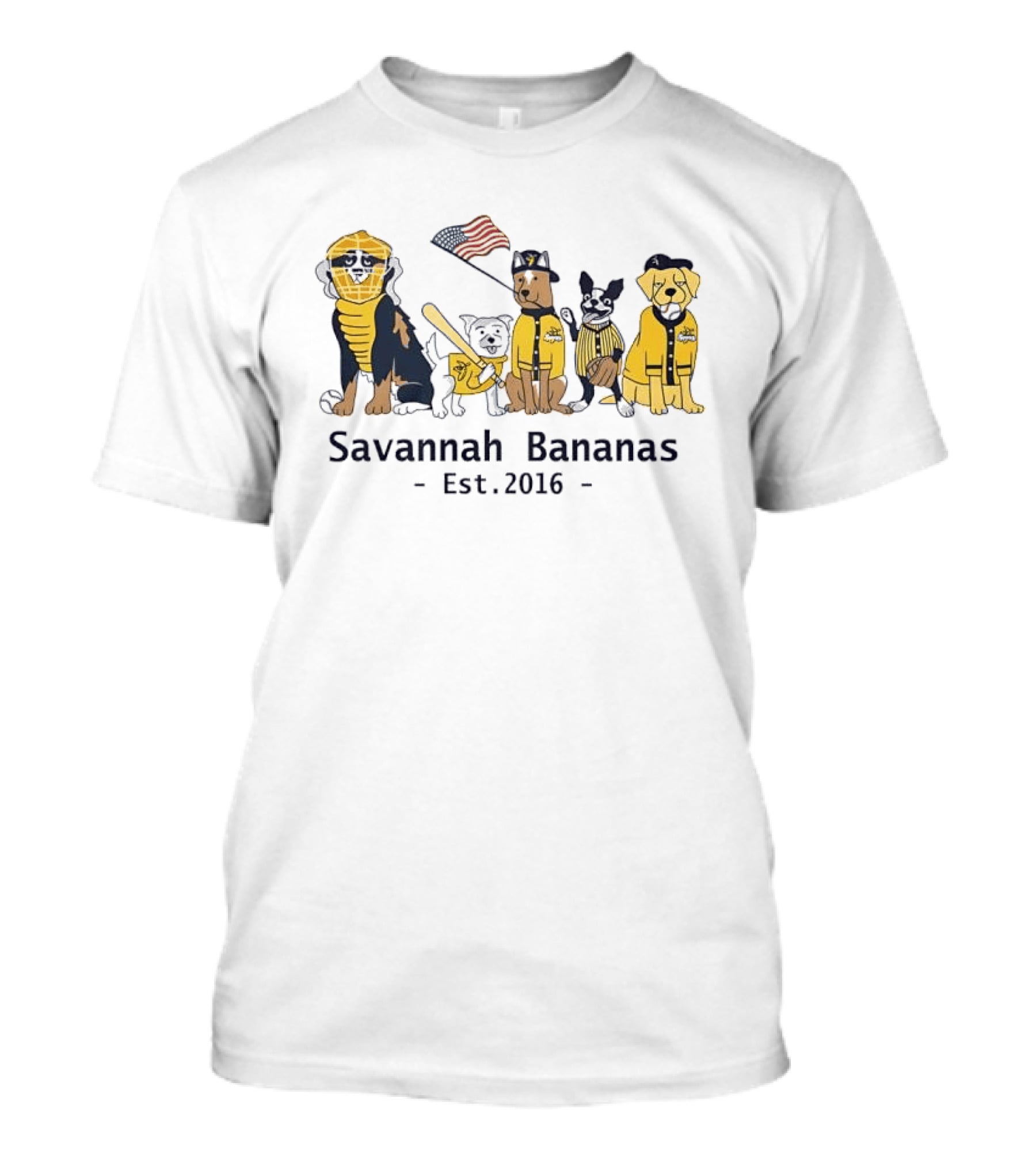 Savannah Bananas Est 2016 Dogs With Baseball And American Flag T-Shirt