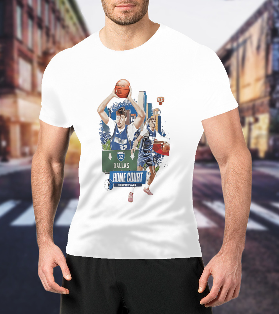 Cooper Flagg Dallas Mavericks Home Court RC 32 Basketball Player T-Shirt