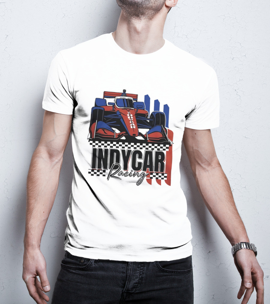 Indycar Racing Racecar Checkered Flags T-Shirt
