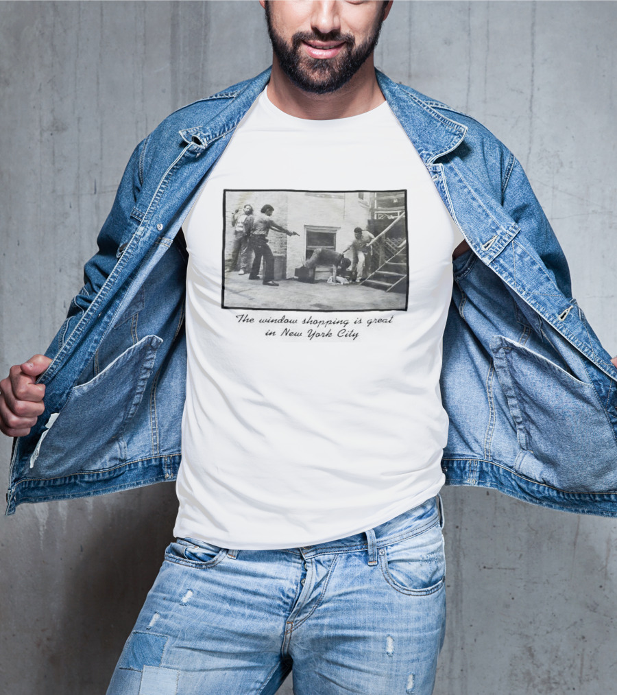 New York City Vintage Scene: Satirical Take On Urban Window Shopping T-Shirt