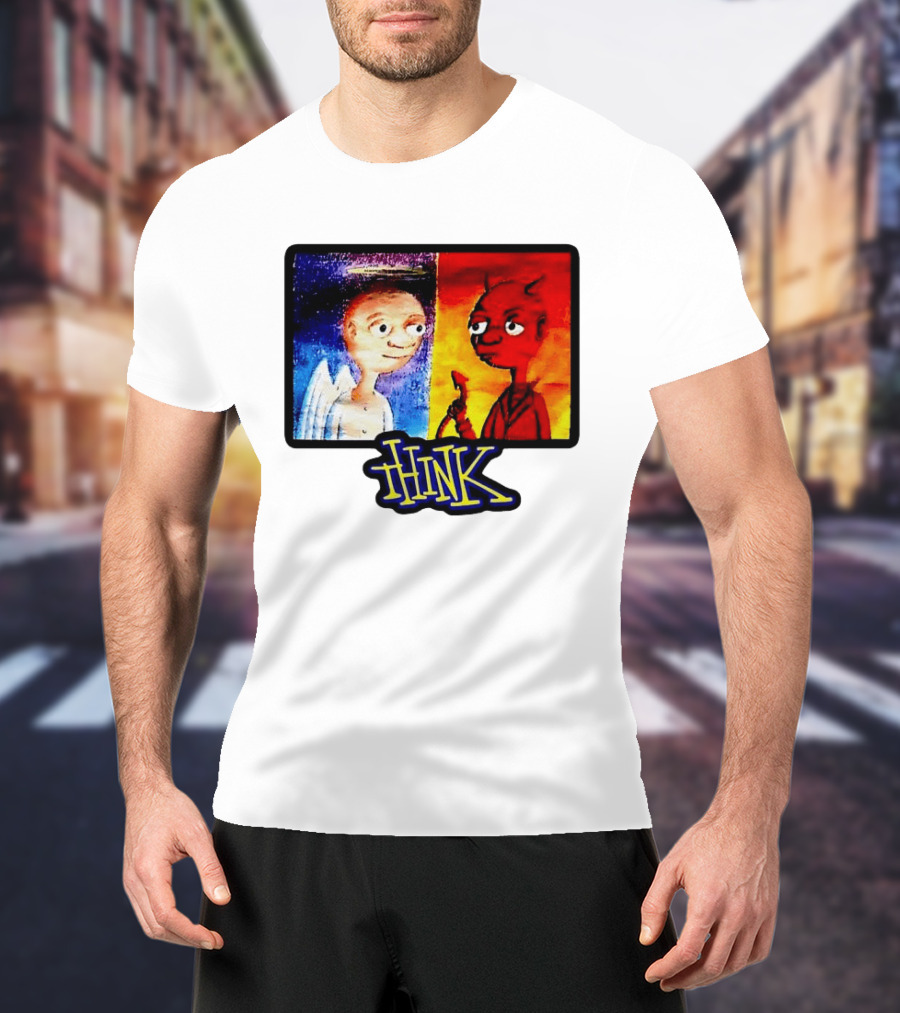 90s Classic Think Angel Vs Devil Cartoon TV Skateboard T-Shirt