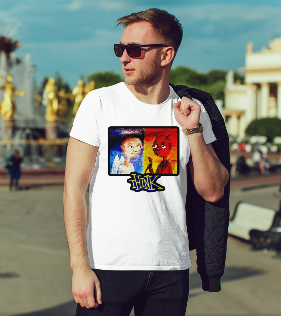 90s Classic Think Angel Vs Devil Cartoon TV Skateboard T-Shirt