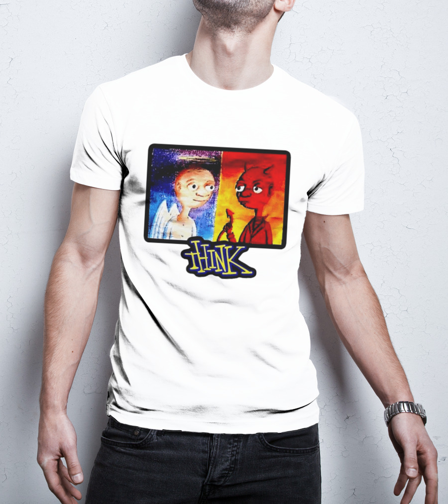 90s Classic Think Angel Vs Devil Cartoon TV Skateboard T-Shirt
