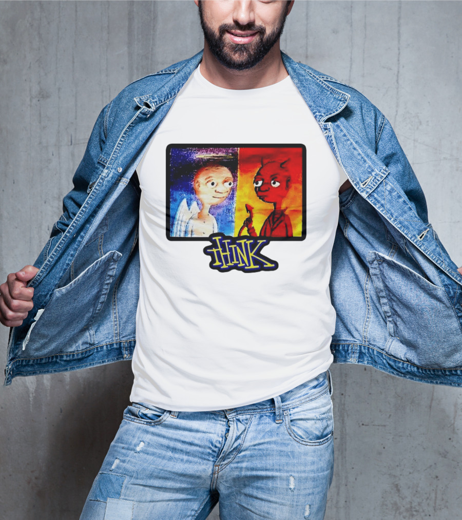90s Classic Think Angel Vs Devil Cartoon TV Skateboard T-Shirt